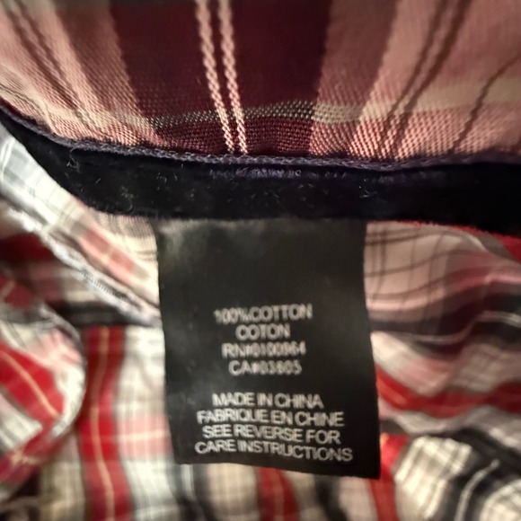 Akademiks Mens 2XL Plaid Button Down Shirt Red Black White Long Sleeve Cotton - Picture 7 of 13